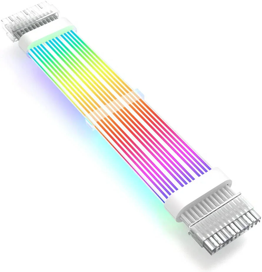 کابل افزایش طول 24 پین ARGB دبلیو جی کولمن، 5 ولت 3 پین ARGB SYNC، سیلیکون / TPE (انعطاف پذیر)، مس 18 AWG، سفید | 24-PIN ATX