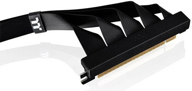 کابل افزایش طول PCI-E 4.0 ترمالتیک با زاویه 90 درجه دوگانه، طول کابل 400 میلی متر، ترموپلاستیک، PCB S1000-2M، پلی اتیلن (PE)، مس قلع اندود، مواد فویل آلومینیومی مایلار، مشکی | AC-077-CO1OTN-C1