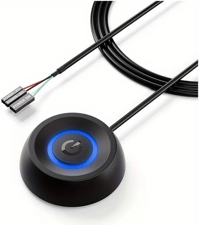 کلید روشن/خاموش رومیزی اکسترنال TEUCER X3، دکمه پاور آلیاژ آلومینیوم، سیم افزایش طول اکسترنال PC با کنترل روشن/خاموش، کابل 1.8 متری، برای افزایش طول اکسترنال کامپیوتر رومیزی