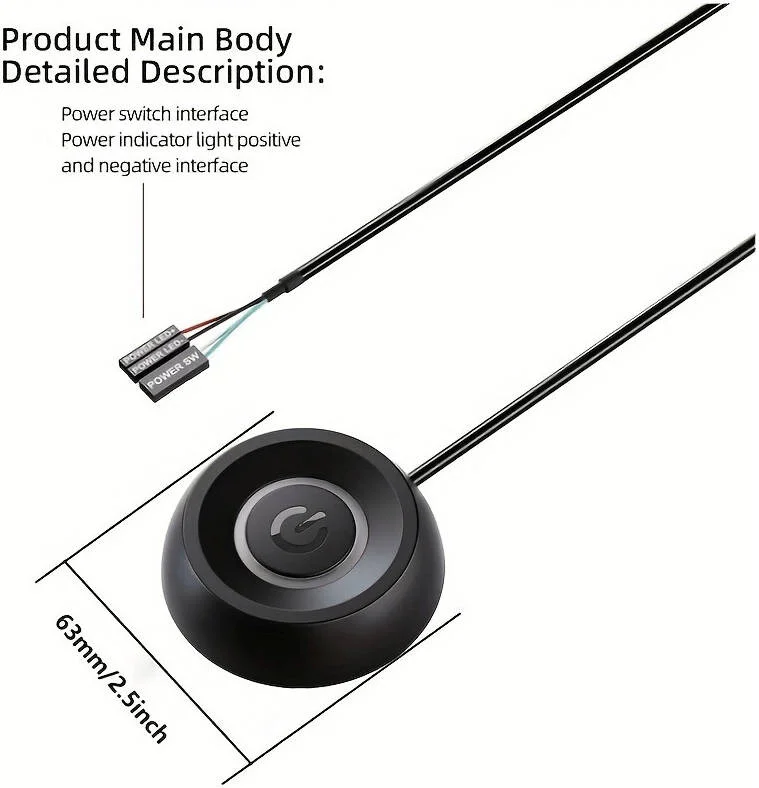 کلید روشن/خاموش رومیزی اکسترنال TEUCER X3، دکمه پاور آلیاژ آلومینیوم، سیم افزایش طول اکسترنال PC با کنترل روشن/خاموش، کابل 1.8 متری، برای افزایش طول اکسترنال کامپیوتر رومیزی