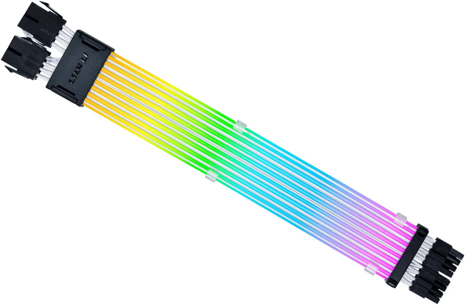 کابل پردازنده Lian-Li Strimer Wireless 2x 8-PIN، طول کابل 260 میلی‌متر، 8 لوله نوری، 88 عدد LED، جنس سیلیکون / TPE | G89.PW8-1W-CPU.00