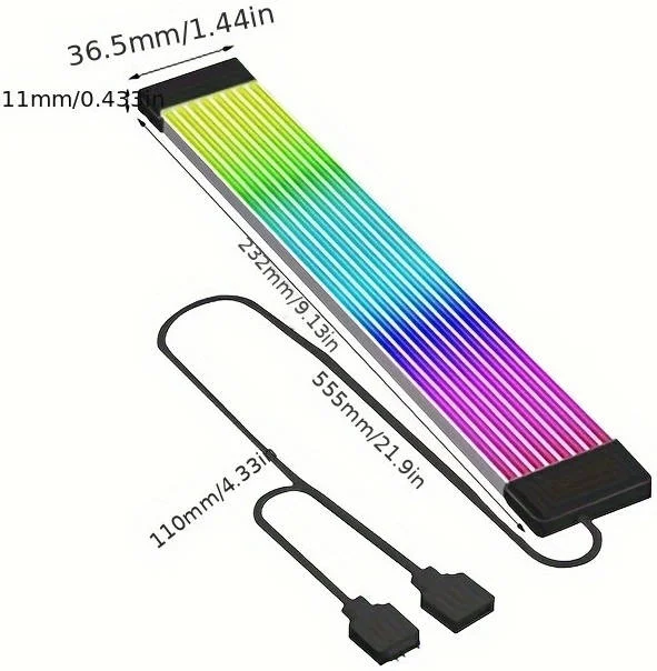 نوار نور ال ای دی RGB سازگار با کابل PSU، کابل RGB GPU، کابل توسعه همگام سازی ARGB 5V 3Pin برای 6Pin، 8Pin، 12Pin، 16Pin و 24Pin، مشکی | KH235-8