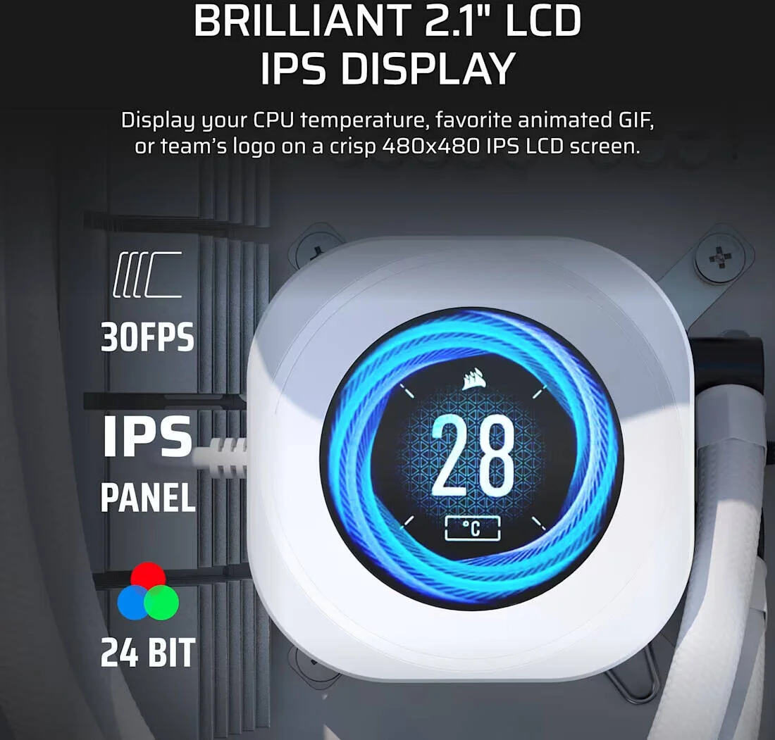 ماژول صفحه نمایش ال سی دی Corsair NAUTILUS RS، صفحه نمایش ال سی دی IPS سفارشی 2.1 اینچی، نصب آسان و بدون نیاز به ابزار، کنترل نرم افزار CORSAIR iCUE، سفید | CW-9061030-WW ماژول صفحه نمایش ال سی دی Corsair NAUTILUS RS، صفحه نمایش ال سی دی IPS سفارشی 2.1 اینچی، نصب آسان و بدون نیاز به ابزار، کنترل نرم افزار CORSAIR iCUE، سفید | CW-9061030-WW