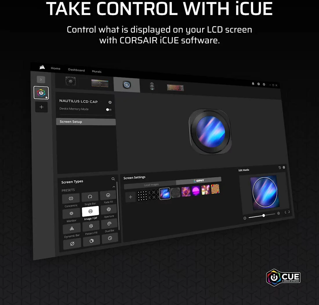 ماژول صفحه نمایش ال سی دی Corsair NAUTILUS RS، صفحه نمایش ال سی دی IPS سفارشی 2.1 اینچی، نصب آسان بدون نیاز به ابزار، کنترل نرم افزار CORSAIR iCUE، مشکی | CW-9061029-WW ماژول صفحه نمایش ال سی دی Corsair NAUTILUS RS، صفحه نمایش ال سی دی IPS سفارشی 2.1 اینچی، نصب آسان بدون نیاز به ابزار، کنترل نرم افزار CORSAIR iCUE، مشکی | CW-9061029-WW