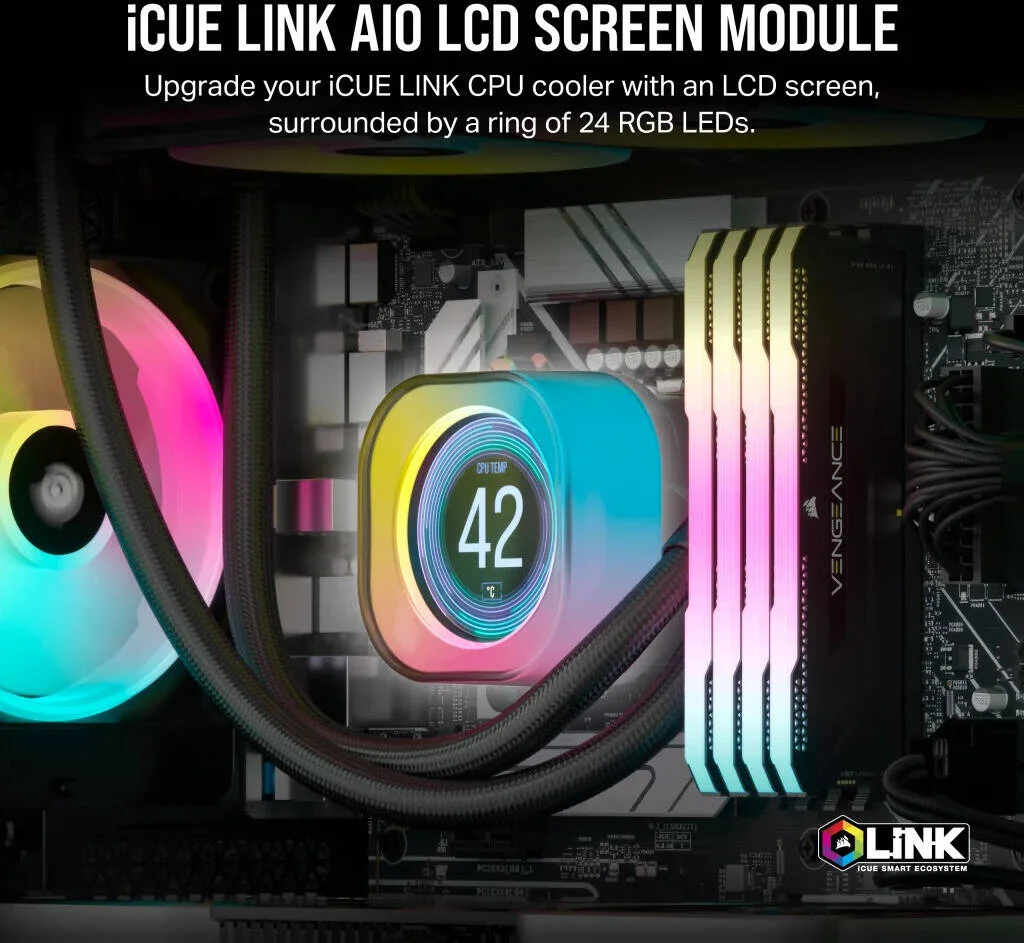 ماژول صفحه نمایش ال سی دی Corsair iCUE LINK، صفحه نمایش ال سی دی IPS سفارشی 2.1 اینچی، کنترل نرم افزار CORSAIR iCUE، مشکی | CW-9061011-WW ماژول صفحه نمایش ال سی دی Corsair iCUE LINK، صفحه نمایش ال سی دی IPS سفارشی 2.1 اینچی، کنترل نرم افزار CORSAIR iCUE، مشکی | CW-9061011-WW