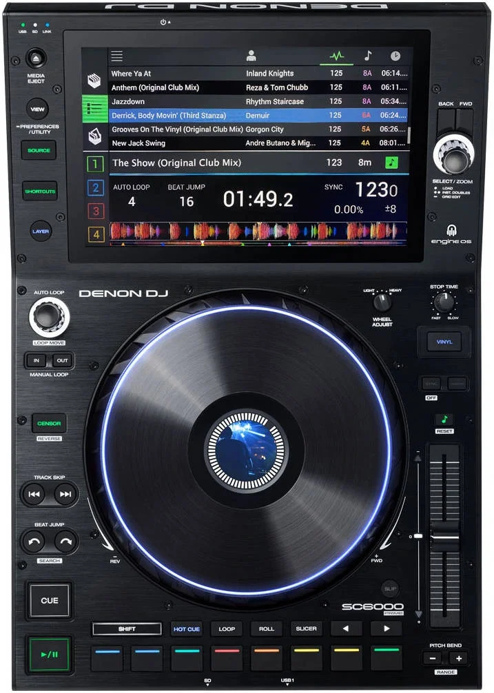 پخش کننده رسانه ای مستقل دی جی Denon DJ SC6000 Prime با صفحه نمایش 10.1 اینچی، پخش جریانی Wi-Fi، جاگ 8.5 اینچی، سیستم عامل Engine، صدای 24 بیت/96 کیلوهرتز، مشکی | SC6000