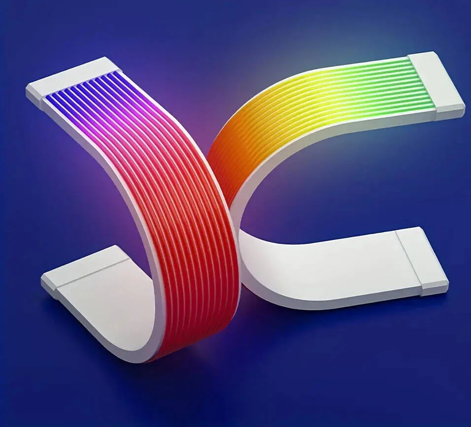 نوار تزئینی نئون خطی نور کامپیوتر، کارت گرافیک مادربرد، نور الهی، سیم برق همگام، نئون رنگین کمانی ARGB، برای 24 پین یا 3X8 پین، سفید