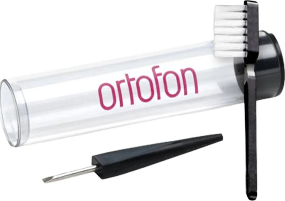 مجموعه نگهداری Ortofon DJ شامل پیچ گوشتی و برس مویی، لوله پلاستیکی شفاف برای نگهداری | مجموعه نگهداری DJ