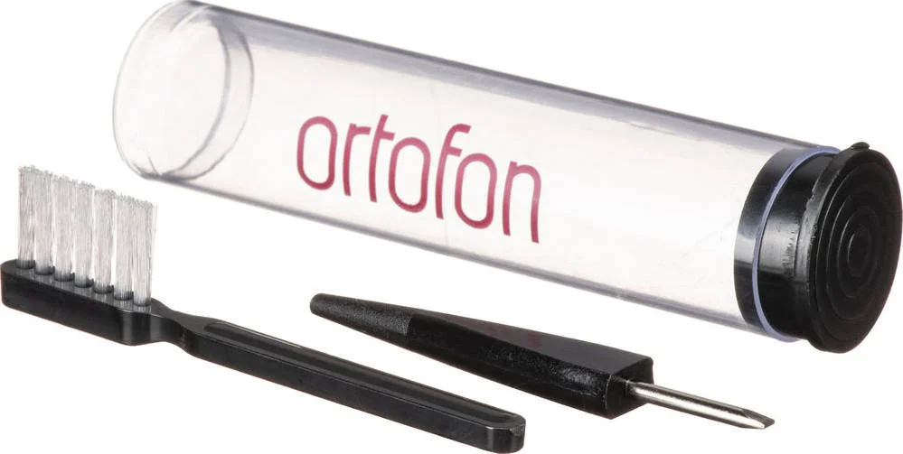 مجموعه نگهداری Ortofon DJ شامل پیچ گوشتی و برس مویی، لوله پلاستیکی شفاف برای نگهداری | مجموعه نگهداری DJ