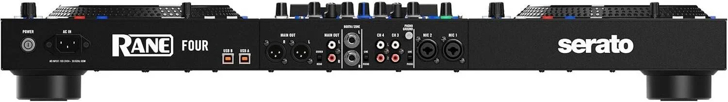 کنترلر دی‌جی پیشرفته ۴ کاناله RANE Four، MAG FOUR با قابلیت تنظیم کشش، پردازش سیگنال دیجیتال ۳۲ بیتی با دقت دو برابر، مشکی | FOURXEU