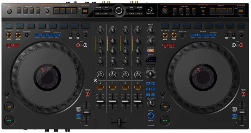 آلفاثتا DDJ GRV6 کنترلر دی‌جی ۴ کاناله با مدار Groove، انتخابگر چرخشی هوشمند، سازگار با Serato و Rekordbox، مشکی | DDJ-GRV6