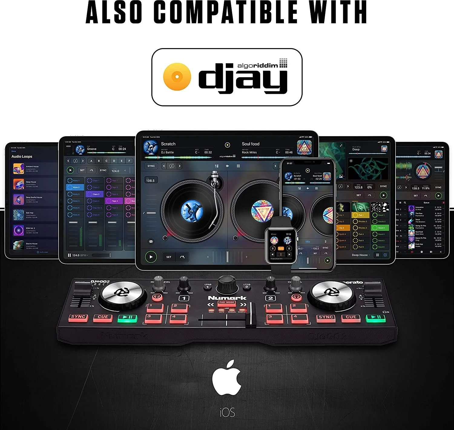 کنترلر دیجی قابل حمل USB نومارک DJ2GO2 Touch با چرخهای جاگ لمسی خازنی، رابط صوتی و Serato DJ Lite، مشکی | DJ2GO کنترلر دیجی قابل حمل USB نومارک DJ2GO2 Touch با چرخهای جاگ لمسی خازنی، رابط صوتی و Serato DJ Lite، مشکی | DJ2GO