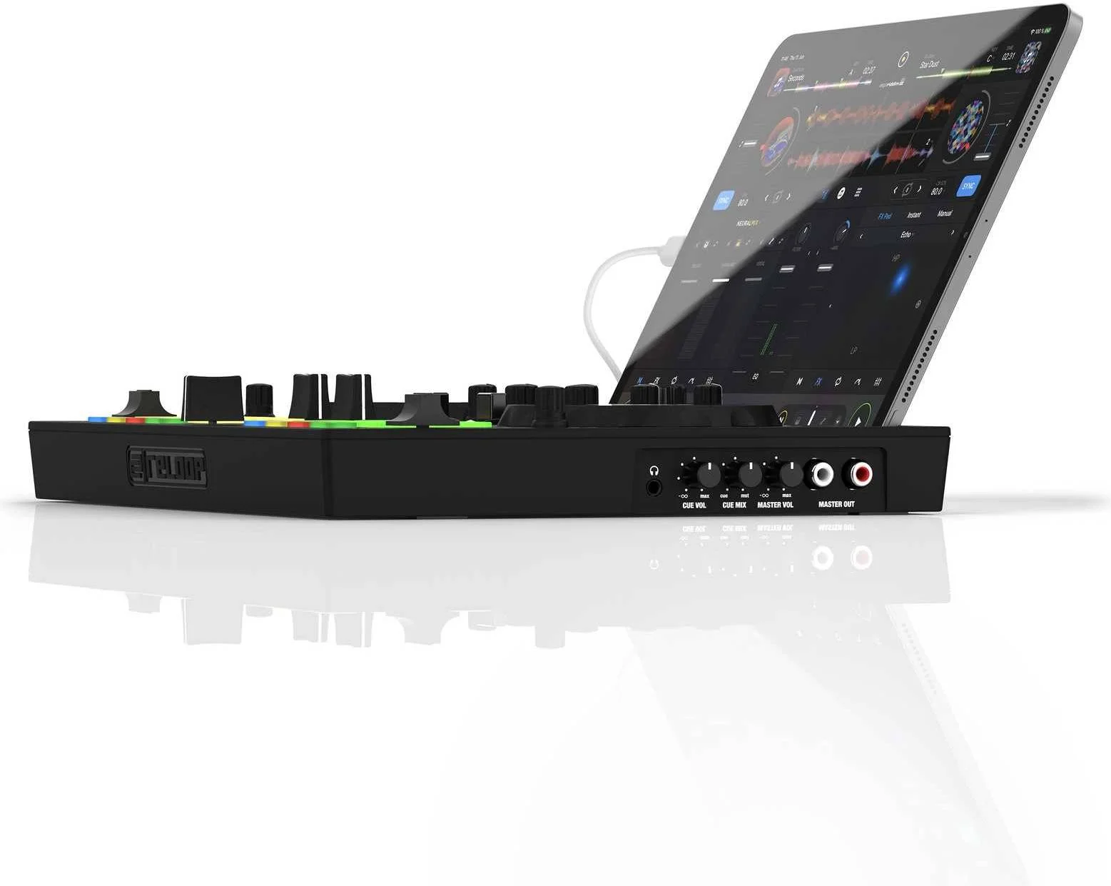 کنترلر دی‌جی دو دکه جمع و جور رلوپ بادی، Algoriddim DJAY، چرخ‌های جاگ حساس به لمس، اکولایزر 2 باندی و Gain / CH، 16 پد درام چند رنگ + خروجی مستر RCA، تغذیه از طریق USB، مشکی | AMS-BUDDY