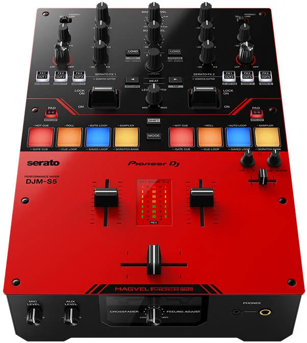 میکسر دیجی ۲ کاناله پایونیر DJM-S5 برای Serato DJ Pro، فیدر MAGVEL PRO، Lever FX، Scratch Cutter و تغذیه از طریق USB، قرمز | DJM-S5 میکسر دیجی ۲ کاناله پایونیر DJM-S5 برای Serato DJ Pro، فیدر MAGVEL PRO، Lever FX، Scratch Cutter و تغذیه از طریق USB، قرمز | DJM-S5