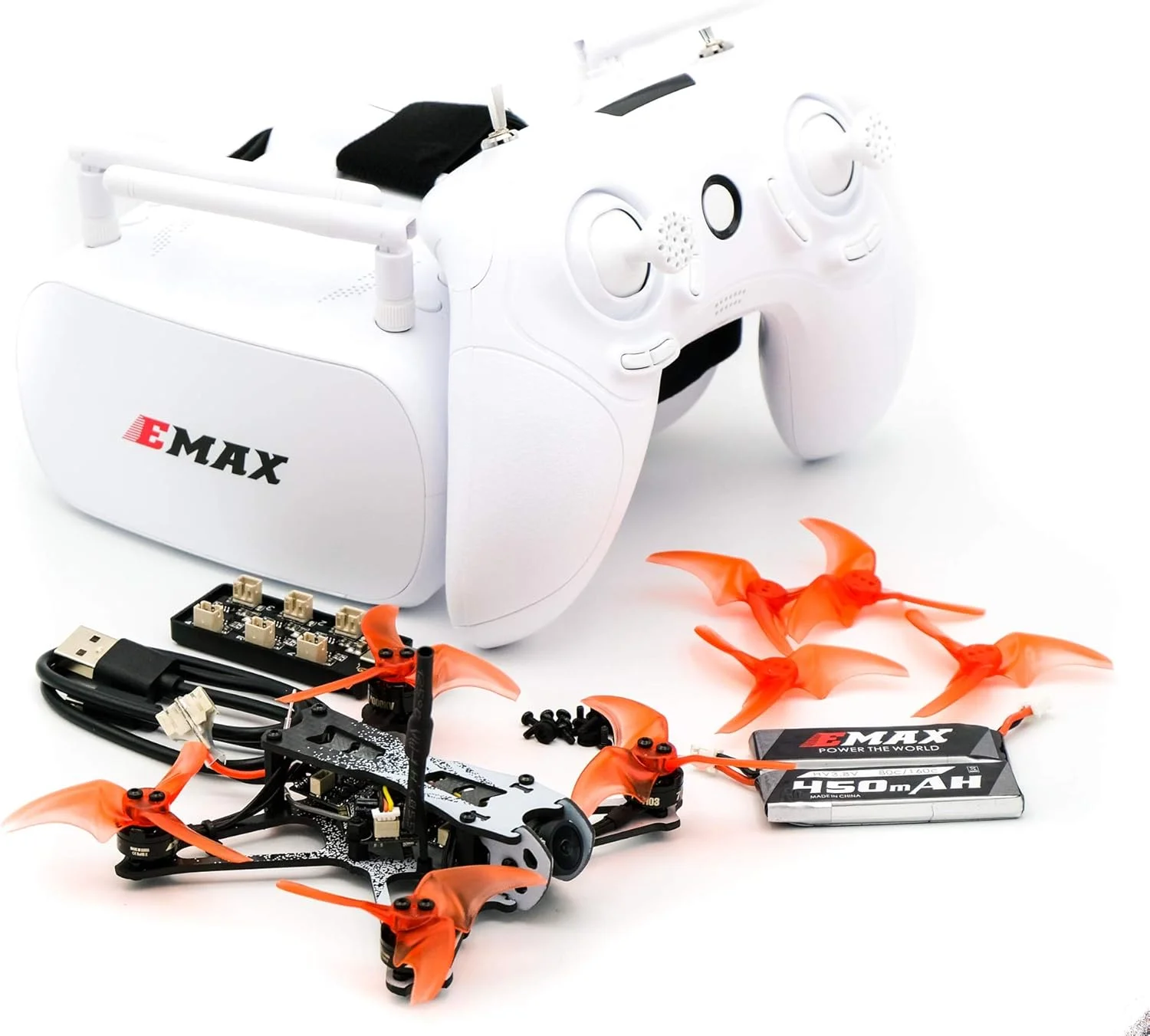 کوادکوپتر مسابقه ای EMAX Tinyhawk II Freestyle RTF FPV با موتور براشلس 7000KV، دوربین RunCam Nano 2 700TVL، توان VTX 0-25-100-200، به همراه عینک و کنترلر مناسب کودکان، بزرگسالان و مبتدیان