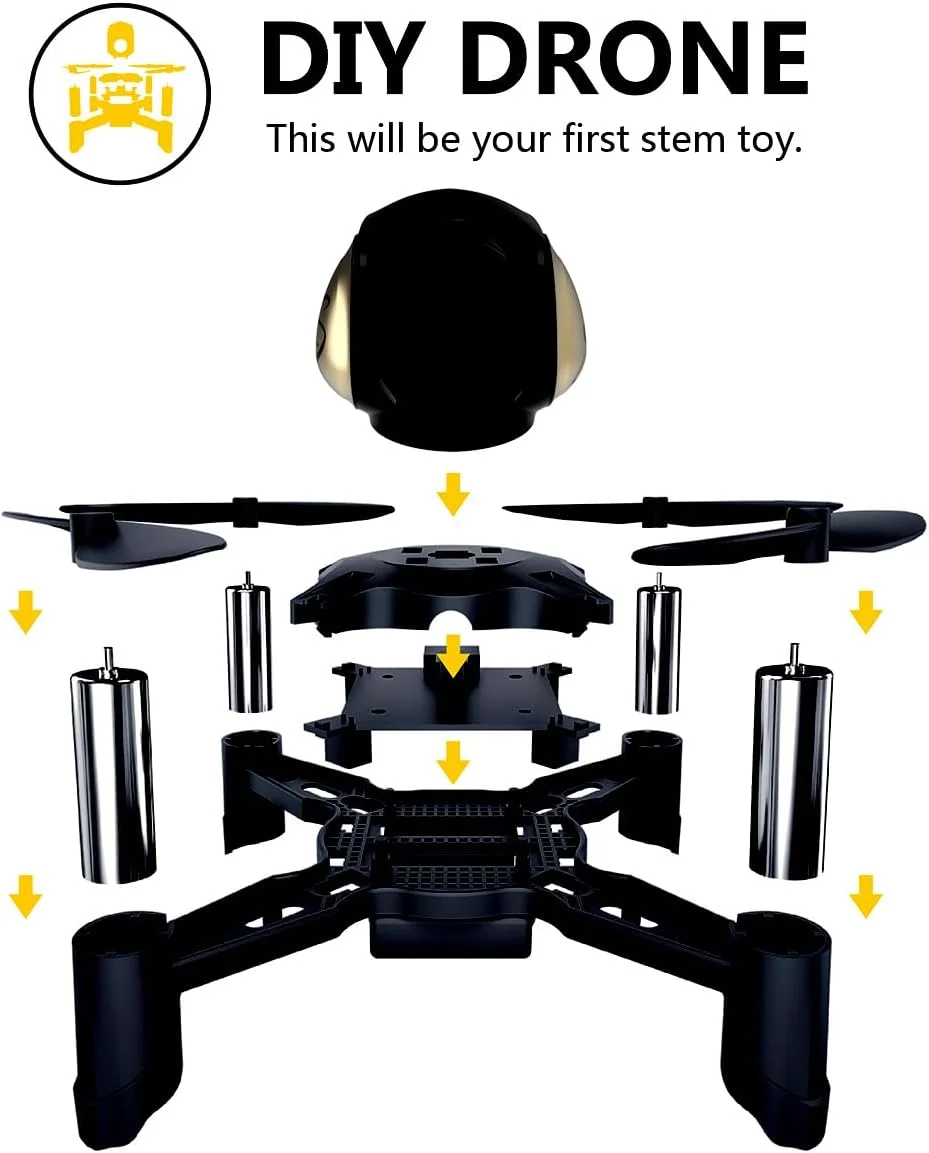 کوادکوپتر مسابقه ای کوچک REMOKING R605 RC STEM با حالت بدون سر، چرخش 360 درجه، 4 کانال، حفظ ارتفاع، اسباب بازی آموزشی ساختنی و کیت علمی (2.4 گیگاهرتز)
