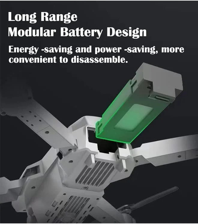 مینی پهپاد ZCM HAPPY E88E525 با دوربین دوگانه 4K HD، وای فای FPV، کوادکوپتر کنترل از راه دور تاشو، مشکی