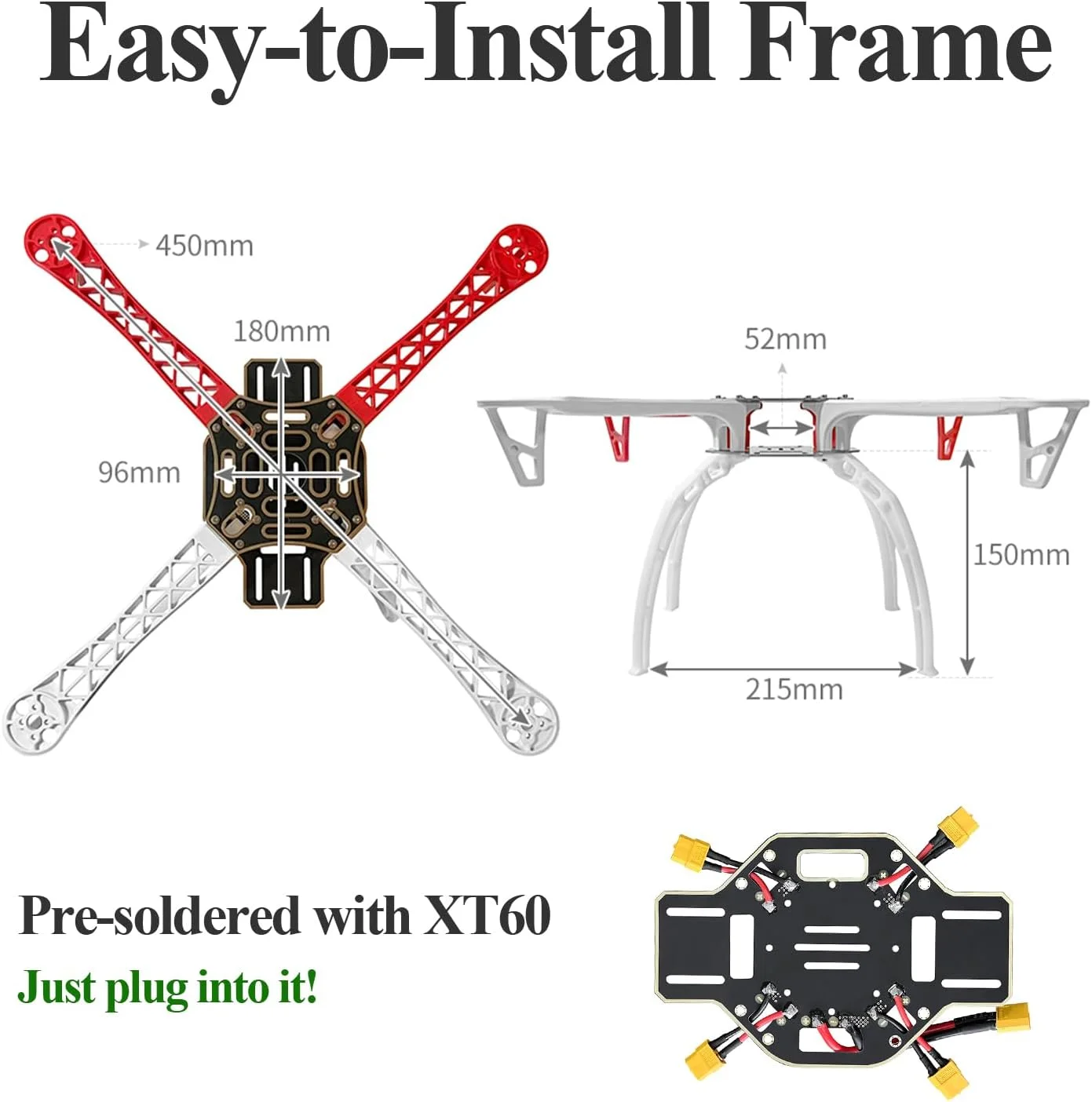 کیت ساخت کوادکوپتر HAWK'S WORK F450، مجموعه DIY، شامل بدنه + Pixhawk + GPS + ماژول برق + ESC + موتور براشلس + ملخ + باتری + فرستنده و گیرنده RC + لوازم جانبی + دفترچه راهنما و ویدیو (A)