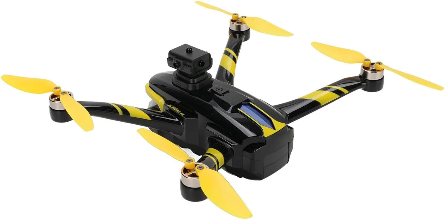 پهپاد با دوربین 4K، کوادکوپتر RC موتور براشلس بی سیم با صفحه نمایش، اجتناب از موانع، چرخش 360 درجه، فیلترهای زیبایی، برای عکاسی هوایی (زرد)