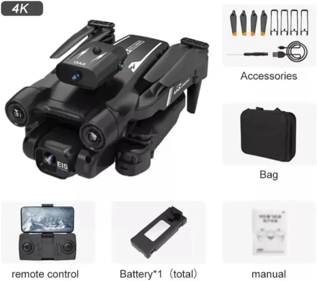 مینی پهپاد 3 دوربینه، 4K HD برای بزرگسالان، کنترل تلفن از طریق وای فای، انتقال FPV تا 3 کیلومتر، ضد لرزش، اجتناب از موانع، کوادکوپتر گیمبال 3 محوره با EIS و موتور براشلس با باتری های قدرتمند مینی پهپاد 3 دوربینه، 4K HD برای بزرگسالان، کنترل تلفن از طریق وای فای، انتقال FPV تا 3 کیلومتر، ضد لرزش، اجتناب از موانع، کوادکوپتر گیمبال 3 محوره با EIS و موتور براشلس با باتری های قدرتمند