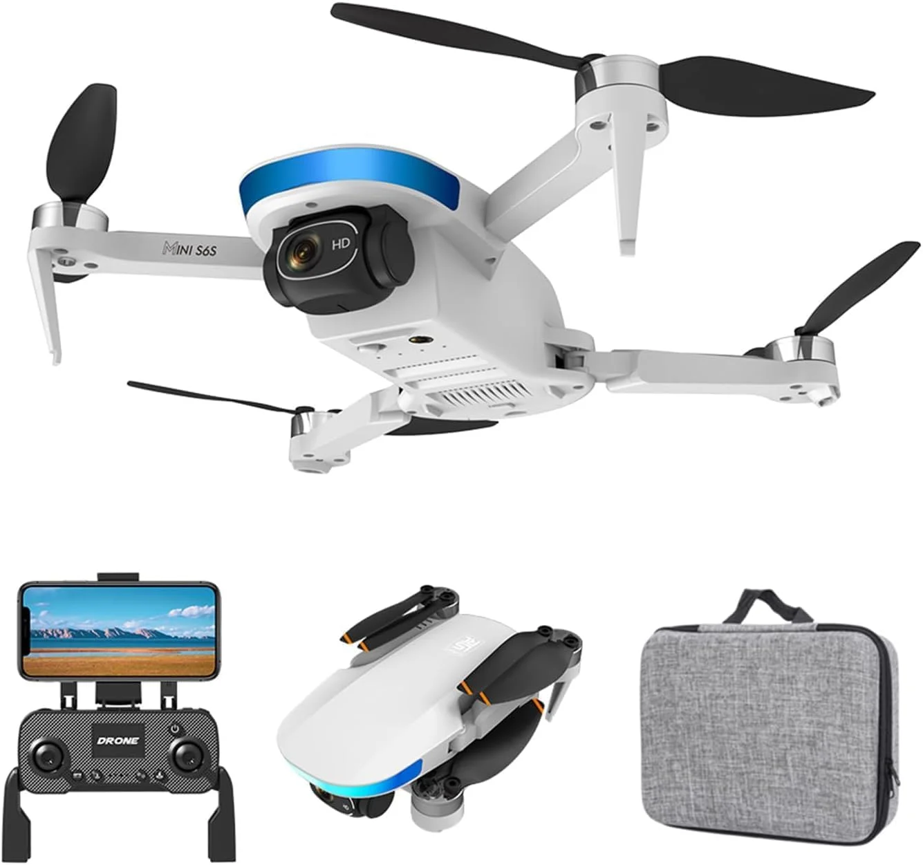 پهپاد S6S با دوربین 4K HD، وای فای FPV، حالت بدون سر، تثبیت ارتفاع، عکس و فیلم با اشاره