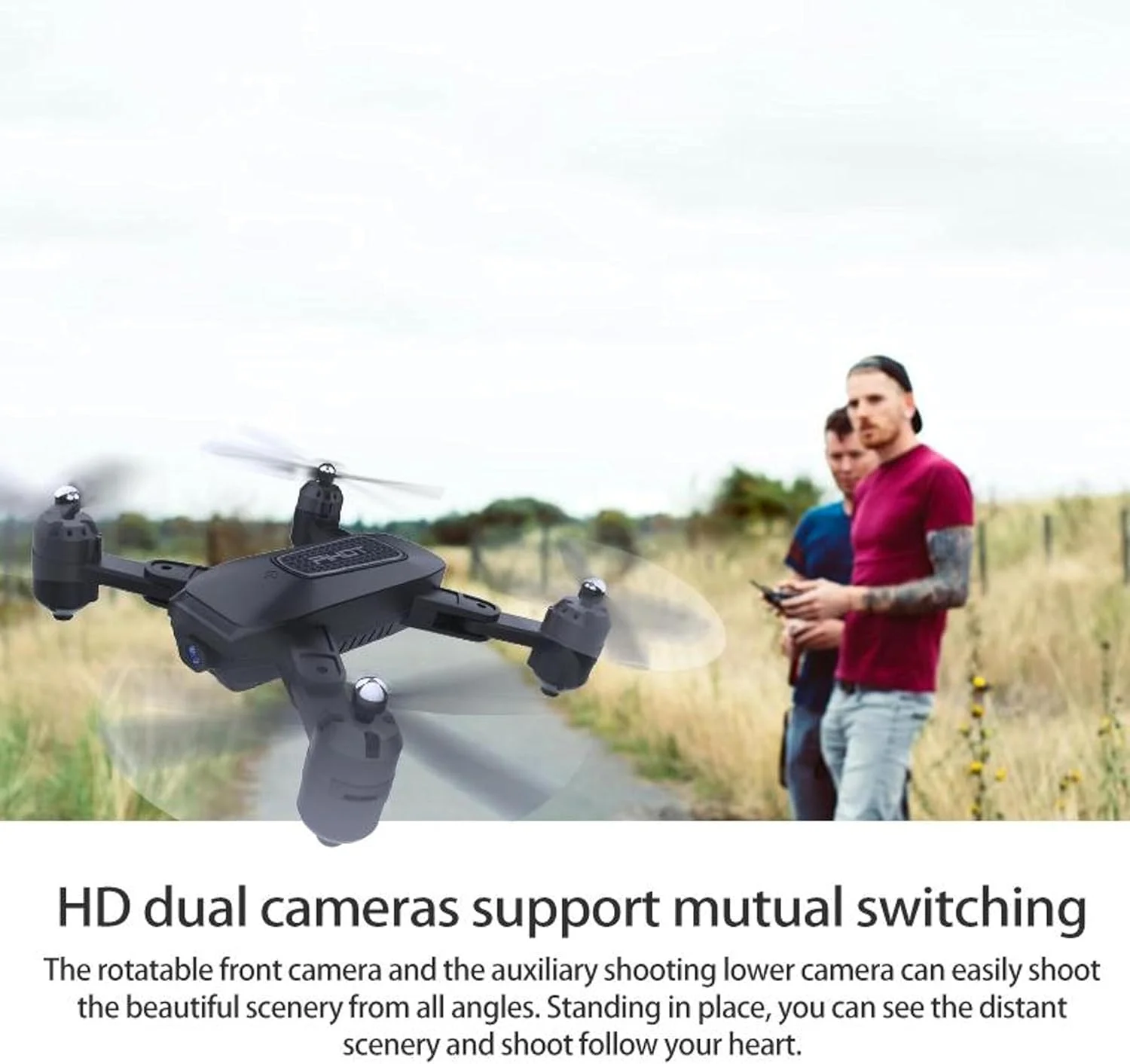 پهپاد WOLF pihot® P30 plus با دوربین دوگانه 4K و کنترلر، سازگار با تلفن هوشمند با GPS