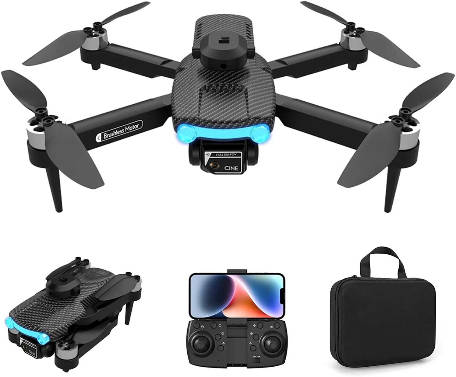 کوادکوپتر RTF تاشو XT204 با دوربین سه لنز HD 4K و وای فای 2.4G