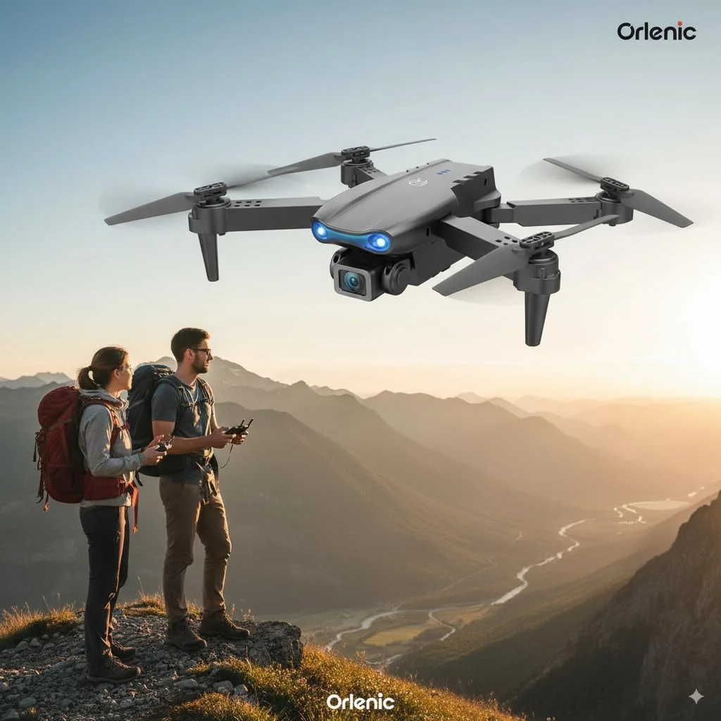 پهپاد تاشو با دوربین‌های دوگانه 4K HD، موقعیت‌یابی GPS، کنترل از راه دور برد بلند، انتقال زنده WiFi FPV، کوادکوپتر RC قابل حمل با کیف حمل و باتری‌های اضافی