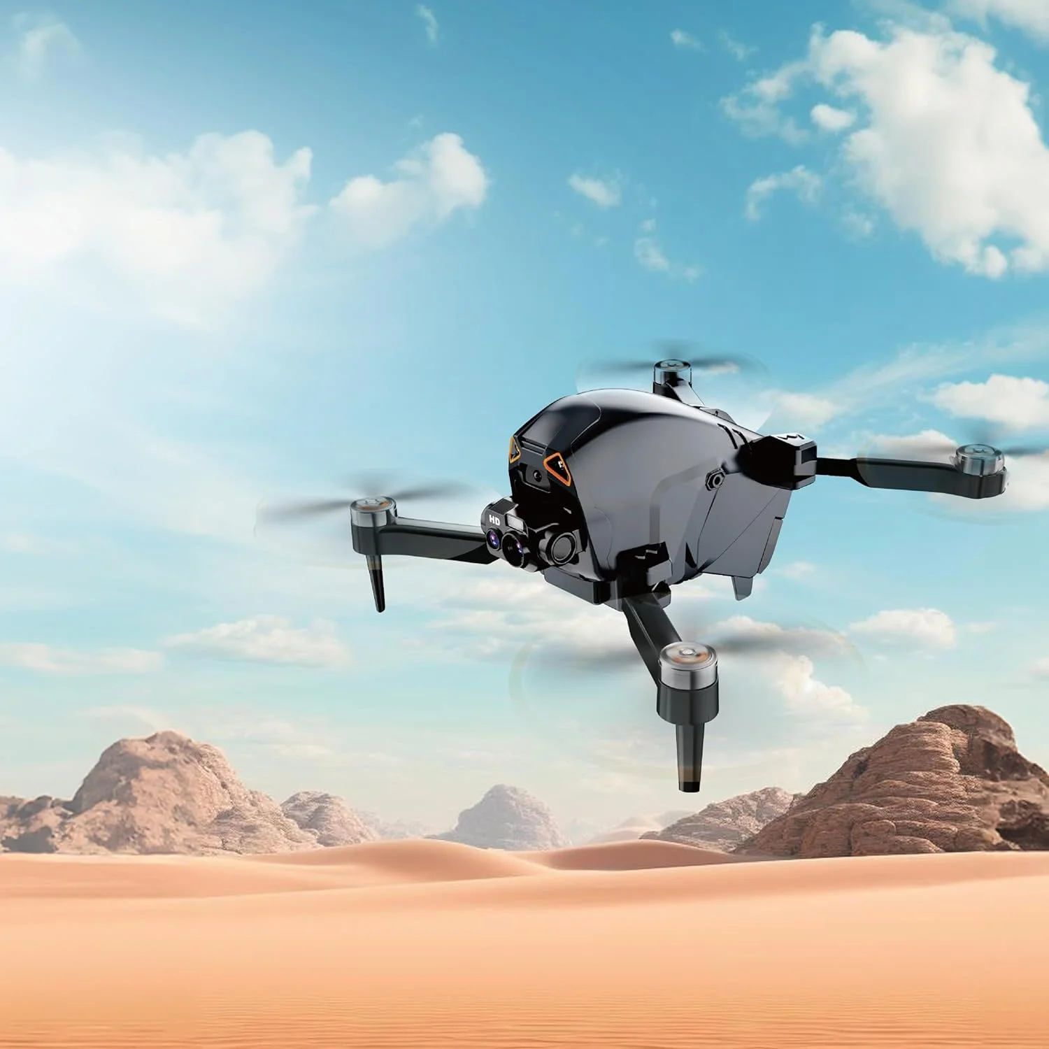 پهپاد FPV آیروویژن Porodo، پهپاد با دوربین HD، حداکثر سرعت 30 کیلومتر در ساعت، حداکثر زمان پرواز 15 دقیقه، محدوده ارتفاع 80 متر، موقعیت یابی جریان نوری، اجتناب از موانع 360 درجه، همه کاره و جمع و جور