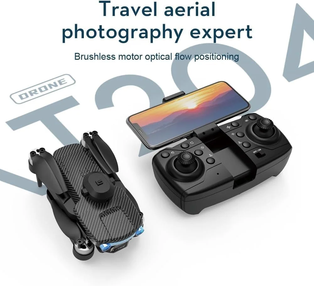 کوادکوپتر RTF تاشو XT204 با دوربین سه لنز HD 4K و وای فای 2.4G