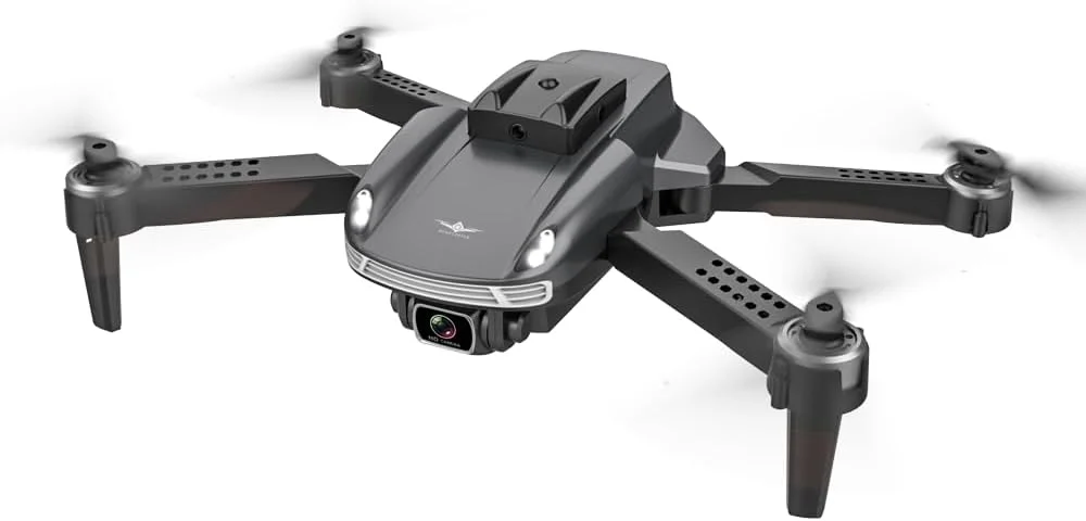 پهپاد MZtoyz KF616، پهپاد دوربین دوگانه 4K، عملکرد WiFi خاکستری تیتانیومی برای فضای باز و 2 باتری