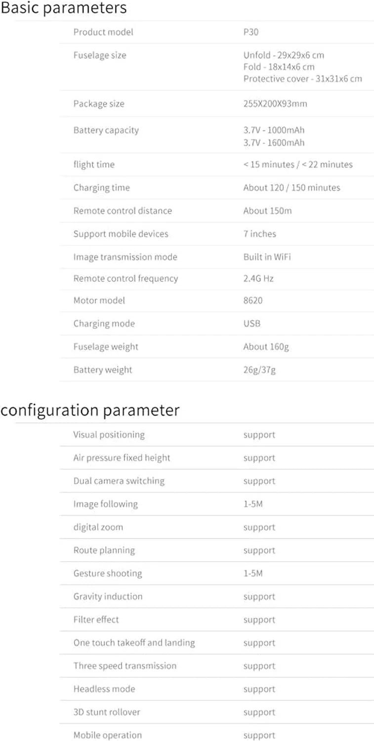 پهپاد WOLF pihot® P30 plus با دوربین دوگانه 4K و کنترلر، سازگار با تلفن هوشمند با GPS