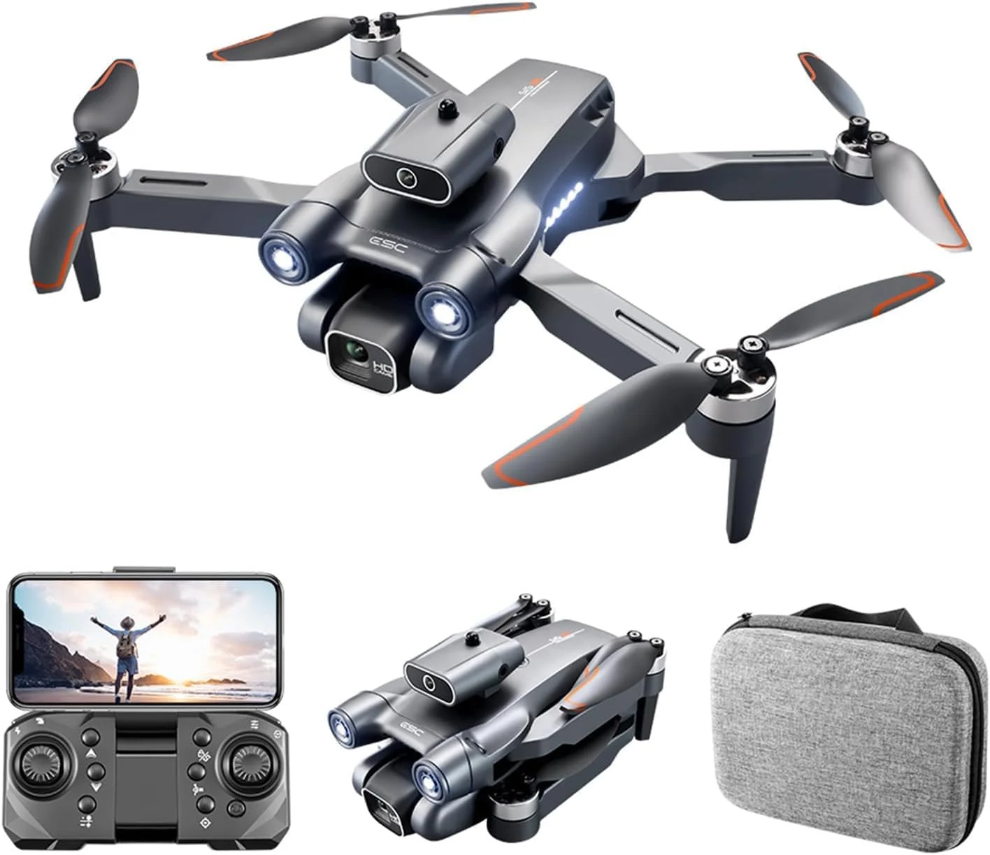 پهپاد S1S 2.4G WIFI FPV با دوربین 6K HD، زمان پرواز 18 دقیقه، موتور بدون جاروبک، تاشو، کوادکوپتر RC مدل RTF