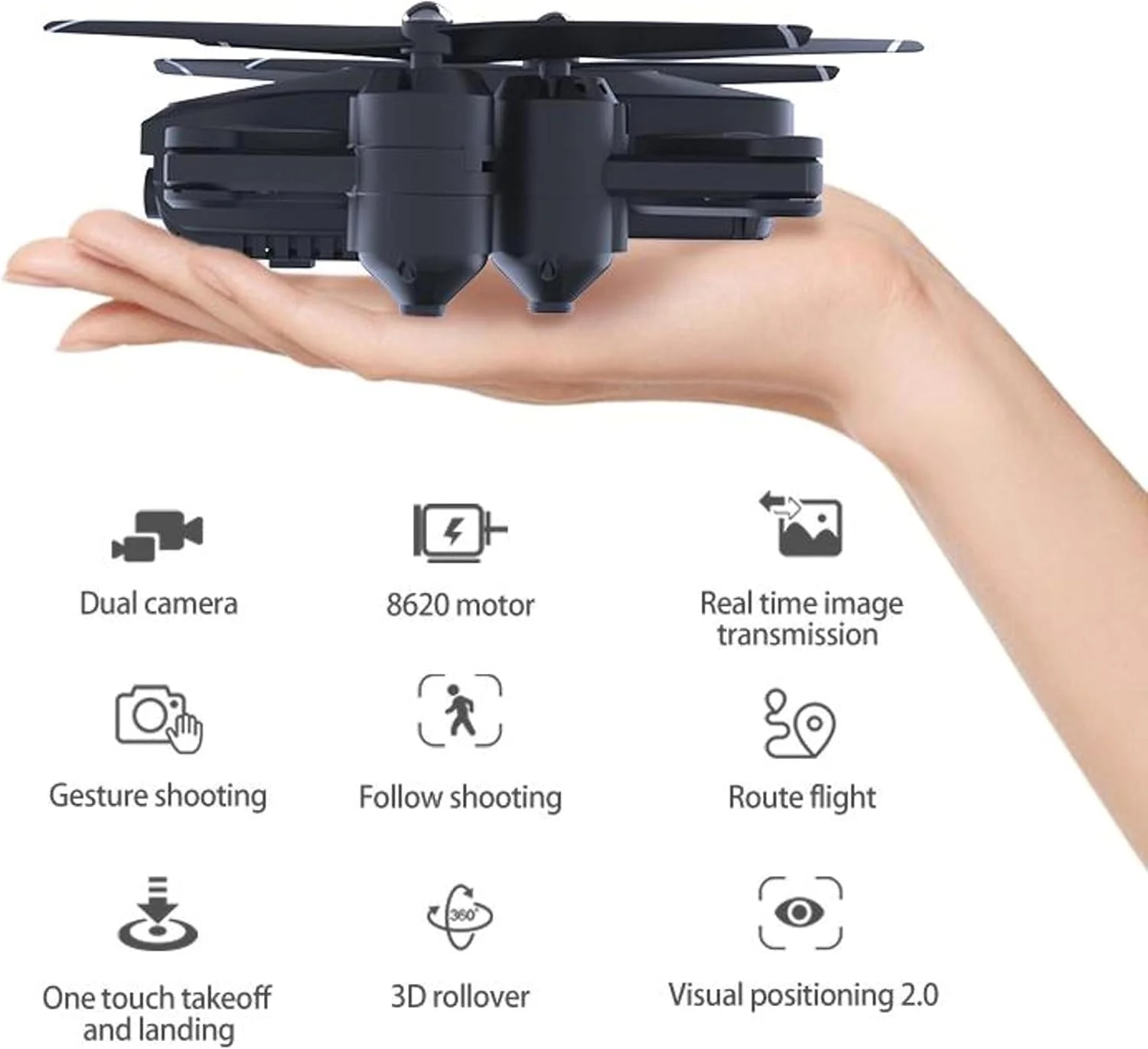 پهپاد WOLF pihot® P30 plus با دوربین دوگانه 4K و کنترلر، سازگار با تلفن هوشمند با GPS