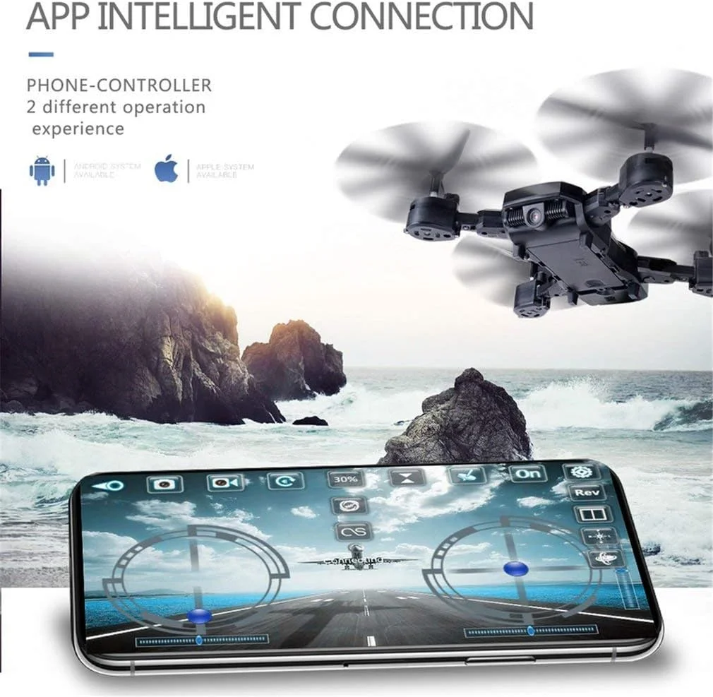 کوادکوپتر دوربین دار HXXXN S60 با دوربین دوگانه 4K HD و وای فای Fpv، ارتفاع ثابت، هدیه ای برای پسران و کودکان، مشکی