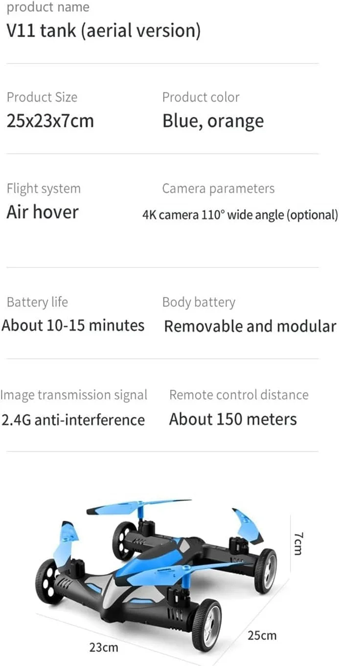 ماشین پرنده ۲ در ۱ کنترلی با دوربین 4K HD و چراغ LED ماشین پرنده ۲ در ۱ کنترلی با دوربین 4K HD و چراغ LED