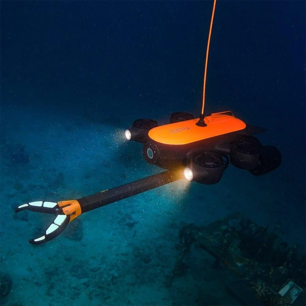 دوربین زیرآبی پهپاد T1 با کیفیت 4K UHD ROV، برای مشاهده، پخش زنده و ضبط تصاویر، بازرسی و اکتشاف زیر آب، قایق‌رانی، آموزش (کابل 150 متری)