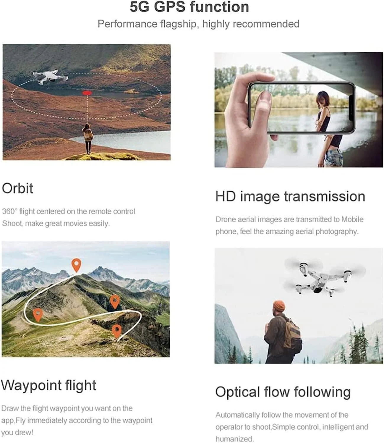 پهپاد GPS با دوربین 4K، پهپاد تاشو RC با FPV و WiFi 5G، کوادکوپتر RC با موقعیت یابی جریان نوری، حالت بدون سر، پرواز نقطه ای، Follow Me، 1 باتری پهپاد GPS با دوربین 4K، پهپاد تاشو RC با FPV و WiFi 5G، کوادکوپتر RC با موقعیت یابی جریان نوری، حالت بدون سر، پرواز نقطه ای، Follow Me، 1 باتری