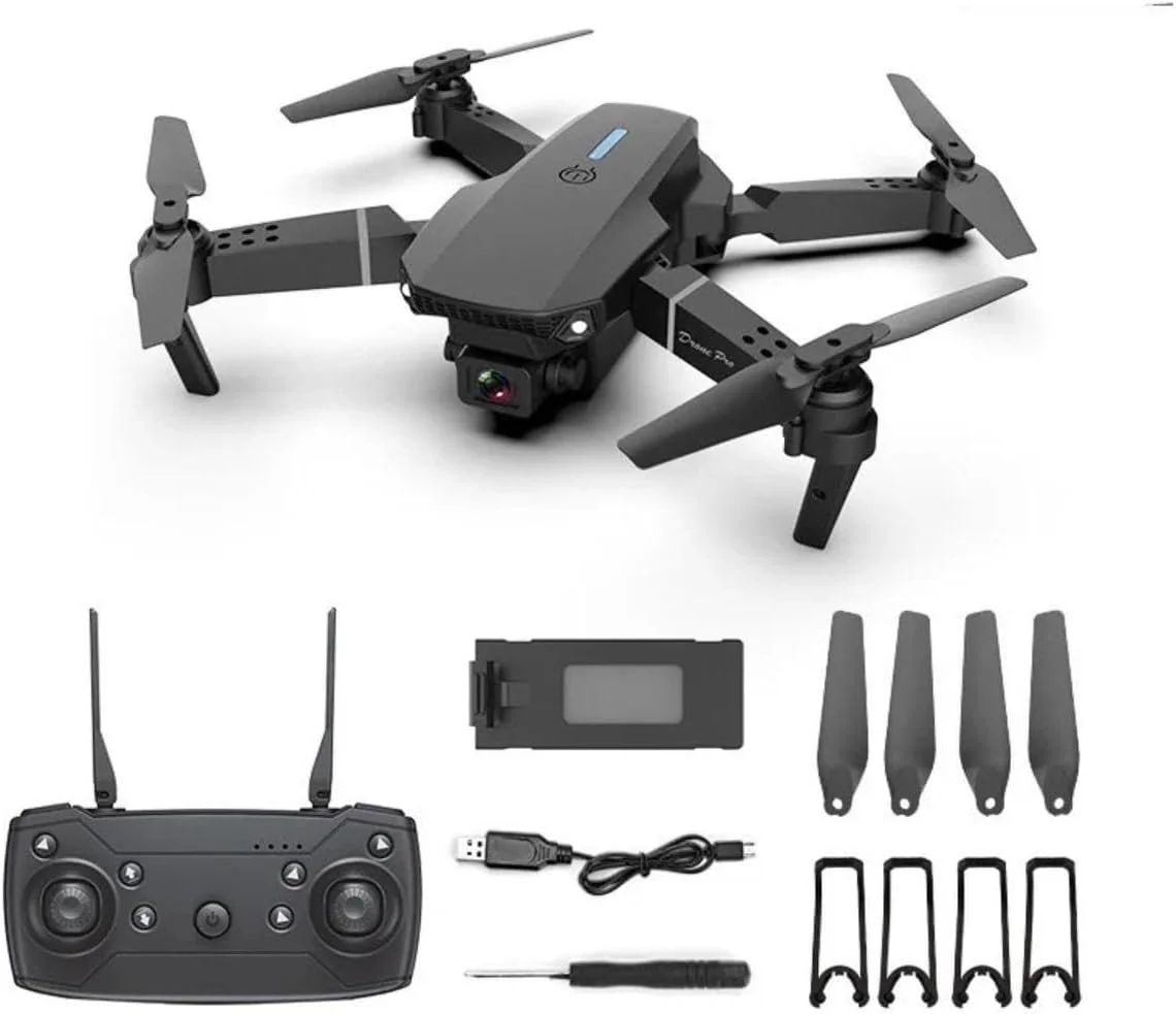 کوادکوپتر تاشو با دوربین، کنترل از راه دور، 4 ملخ یدکی، مشکی