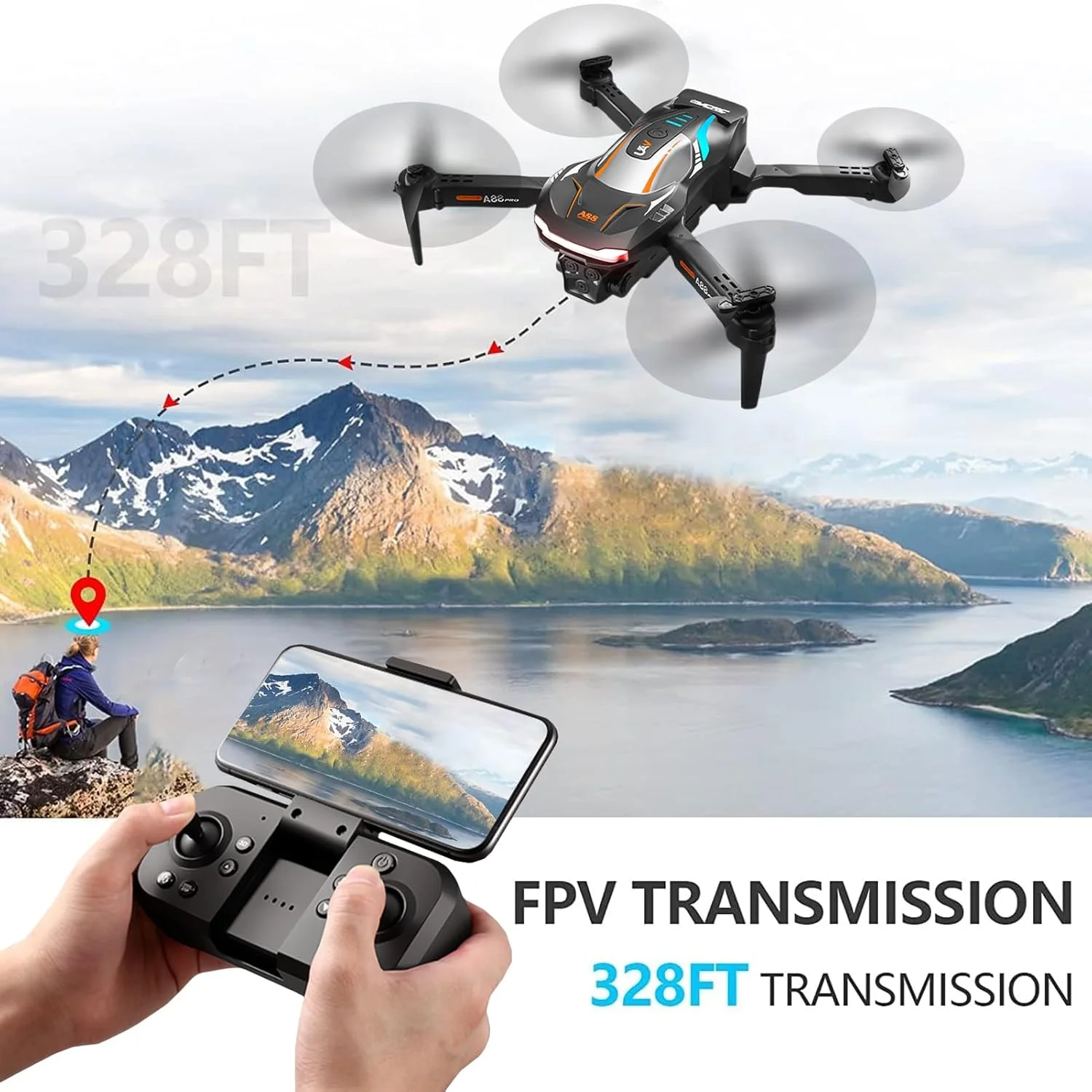 پهپاد دوربین دار مینی تاشو مناسب کودکان و بزرگسالان - دوربین 1080P FPV با قابلیت حفظ ارتفاع پایدار، سلفی با حرکات، پرواز نقطه ای، دنبال کردن خودکار، چرخش سه بعدی، شروع با یک کلید، 2 باتری، اسباب بازی و هدیه برای پسران