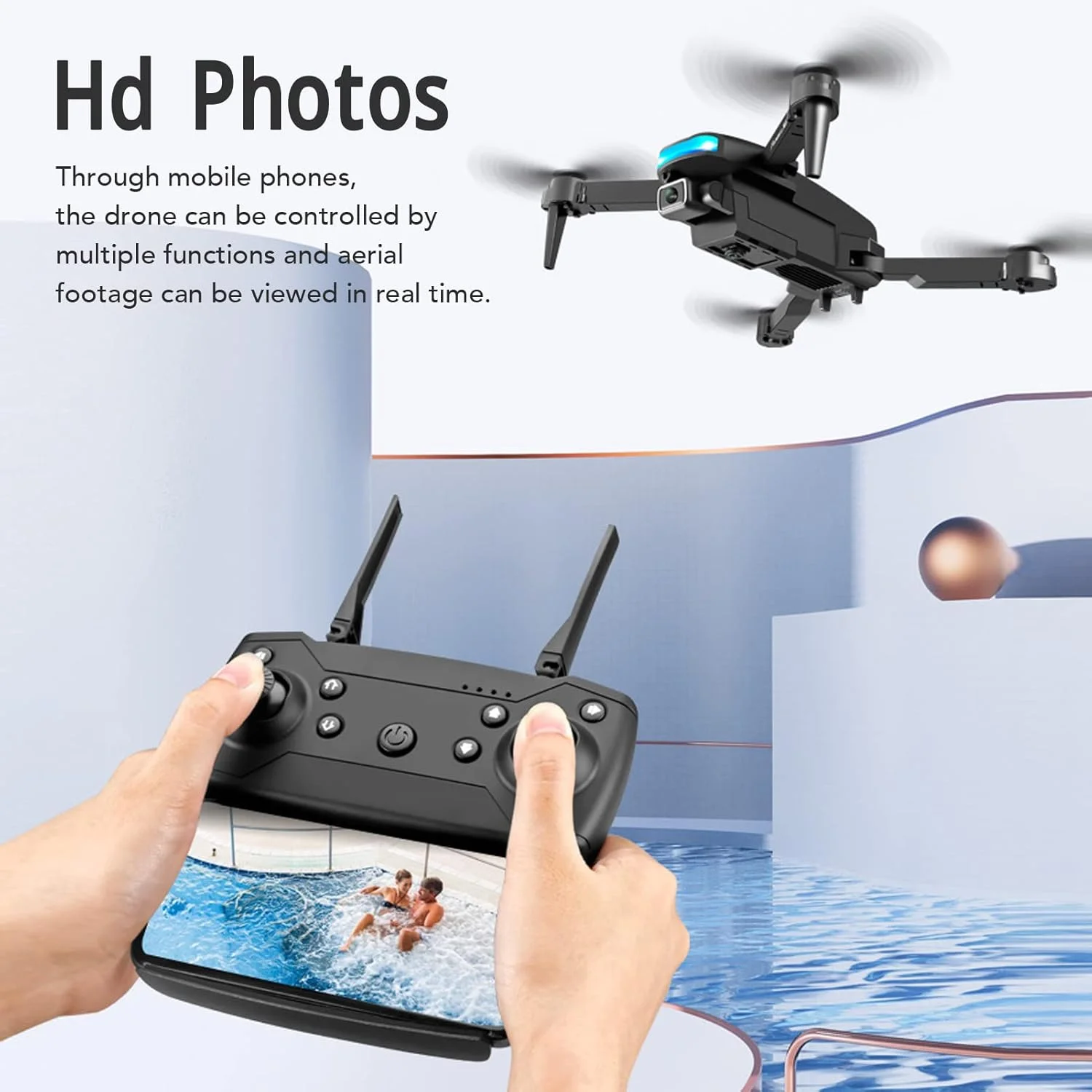 پهپاد تاشو با دوربین دوگانه 4K HD، تثبیت ارتفاع، حالت بدون سر، تشخیص گرانش، مناسب بزرگسالان/مبتدیان، هدیه برای دختران/پسران