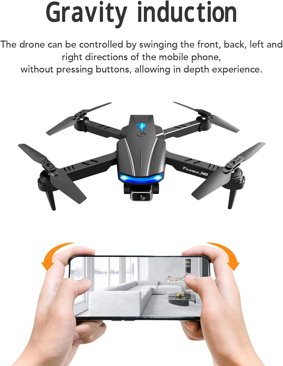 پهپاد تاشو با دوربین دوگانه 4K HD، تثبیت ارتفاع، حالت بدون سر، تشخیص گرانش، مناسب بزرگسالان/مبتدیان، هدیه برای دختران/پسران