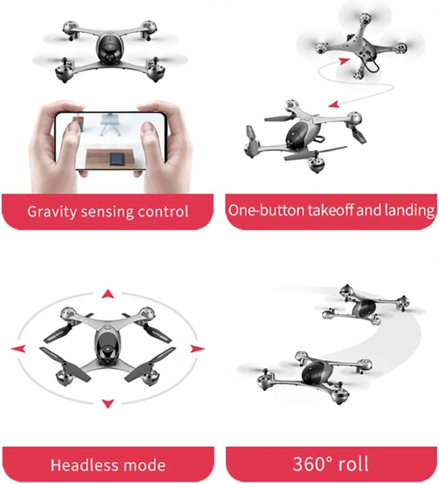 پهپاد عکس سلفی با گیمبال دوربین دوگانه 4K HD WIFI FPV، هلیکوپتر حرفه ای ردیابی گرانشی