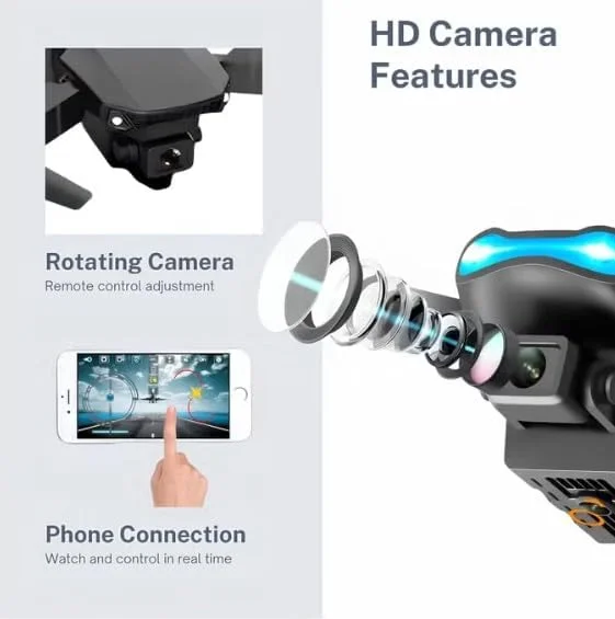 پهپاد E99 با دوربین 4K، بلوتوث، 400 دور در دقیقه، 5 ساعت عمر باتری، مشکی پهپاد E99 با دوربین 4K، بلوتوث، 400 دور در دقیقه، 5 ساعت عمر باتری، مشکی