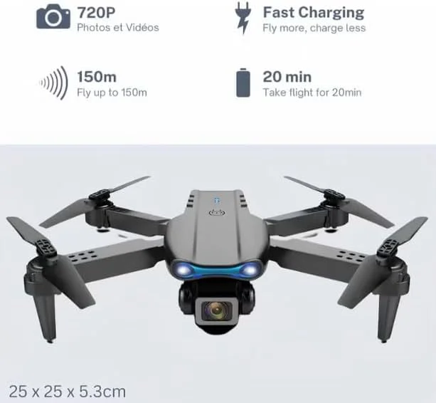 پهپاد E99 با دوربین 4K، بلوتوث، 400 دور در دقیقه، 5 ساعت عمر باتری، مشکی پهپاد E99 با دوربین 4K، بلوتوث، 400 دور در دقیقه، 5 ساعت عمر باتری، مشکی