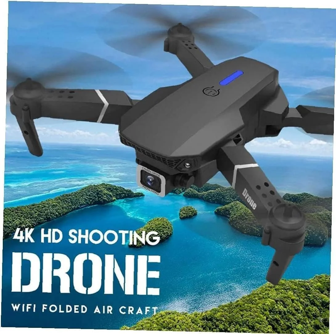 پهپاد تاشو DKH-E88 Pro با دوربین دوگانه 4K HD، انتقال WiFi FPV، حالت بدون سر، حفظ ارتفاع، کنترل تک کلید، مشکی