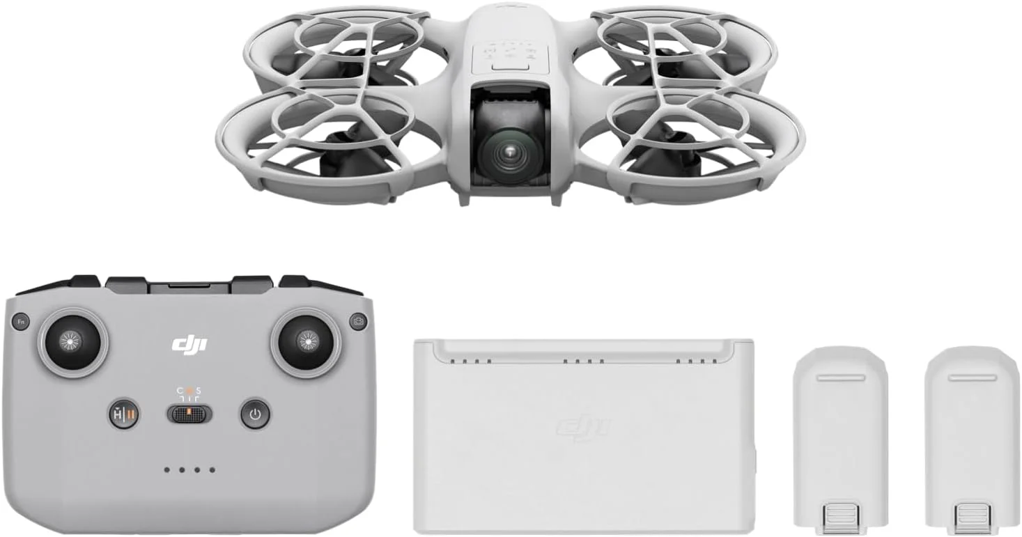 DJI Neo Fly More Combo، پهپاد دوربین 4K UHD، 135 گرم، ردیابی سوژه با هوش مصنوعی، QuickShots، ویدئو تثبیت شده، RC-N3 و 3 باتری برای 60 پرواز، نسخه امارات متحده عربی دارای تاییدیه MOIAT