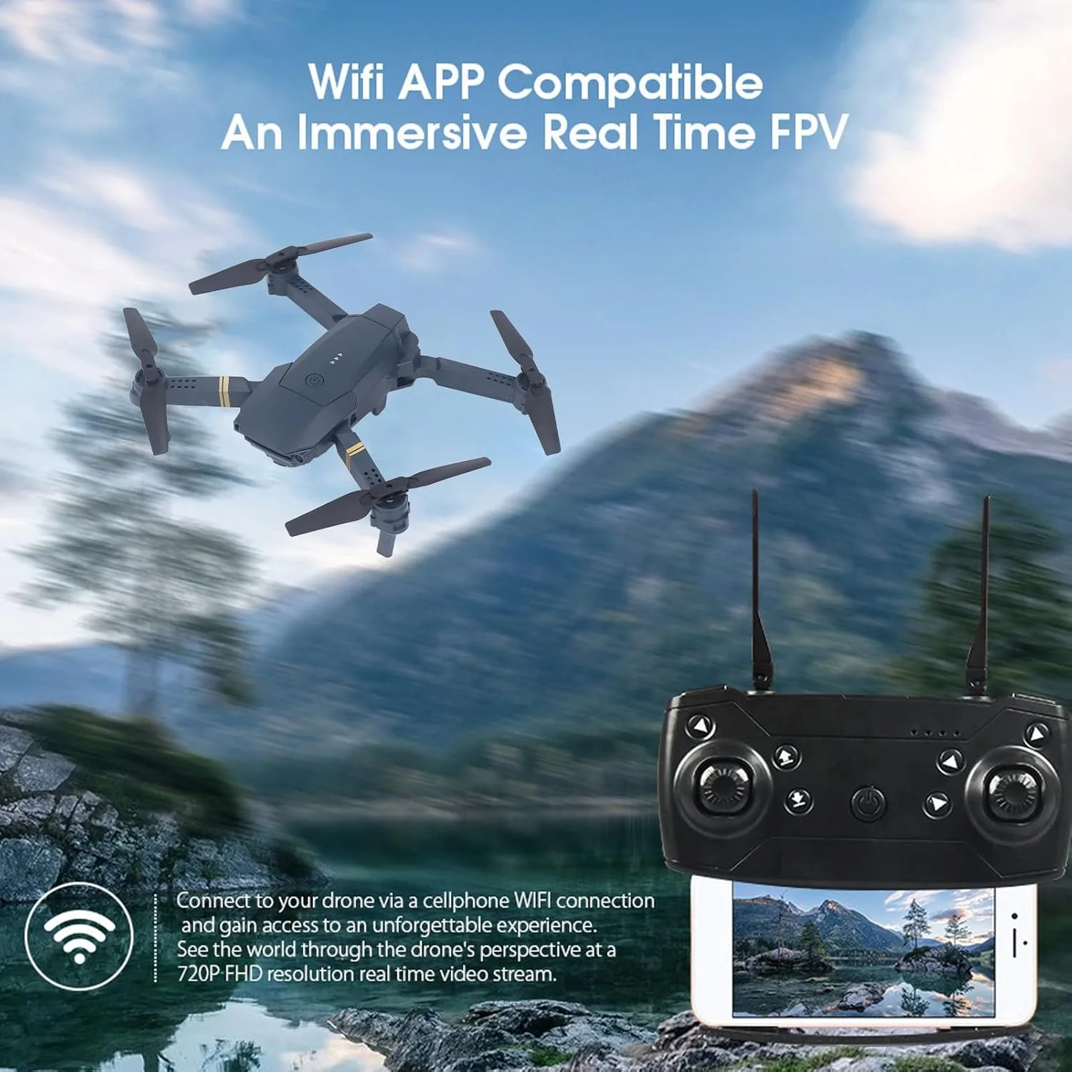 مینی پهپاد Dilwe با دوربین 1080P HD تاشو FPV، حفظ ارتفاع، شروع با یک کلید، کوادکوپتر کنترل از راه دور، پهپاد وای فای برای پسران و دختران - تصویر 2