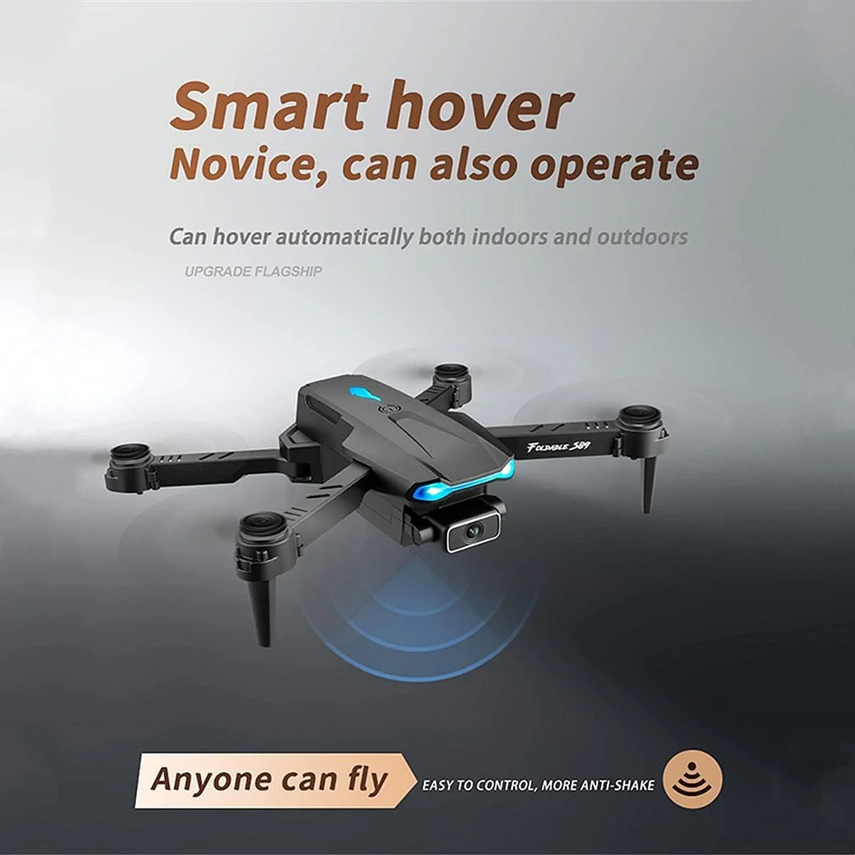 پهپاد COOLBABY S89 با دوربین 4K، پهپاد تاشو با سنسور جاذبه، کنترل حرکتی و حالت بدون سر، کوادکوپتر با کیف حمل برای کودکان و مبتدیان - خاکستری