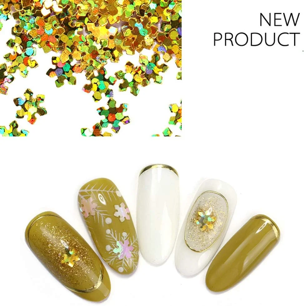 (پولک های دانه برفی 12 رنگ) - هنر ناخن دانه برفی کریسمس سه بعدی پولک های اکلیلی تزئینات مانیکور برگردان نوک ناخن